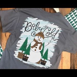 Southernology Baby it’s Cold Outside Snowman Tee Christmas Women’s Small